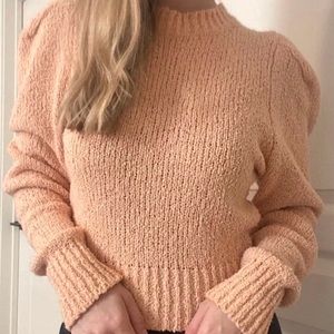 Retro ZARA Peach Knit Crop Long Sleeve Sweater